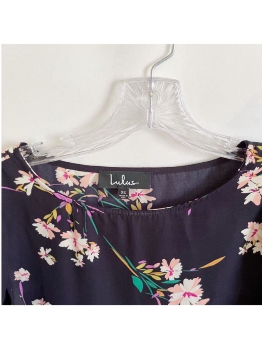 Lulu's Herbaceous Babe Shift Dress navy blue floral mini bateau neck - Picture 6 of 10
